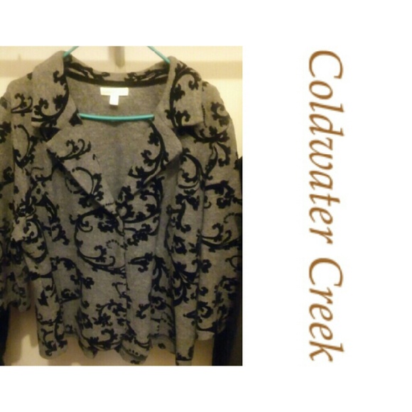 FINAL! Coldwater Creek Heather Gray Floral Jacket