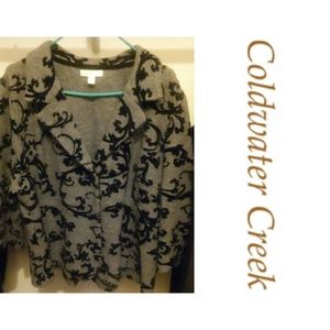 FINAL! Coldwater Creek Heather Gray Floral Jacket