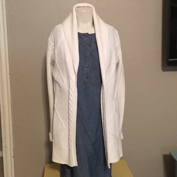 Long white cardigan