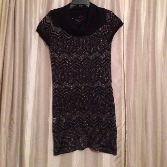Black & Silver size medium cowl neck sweater dress