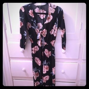 Floral jumpsuit with front tie key hole detail