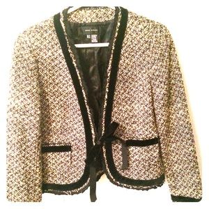 Zara tweed blazer with velvet trim 6