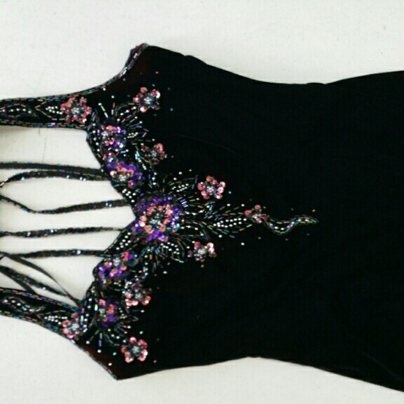 Black velvety evening gown