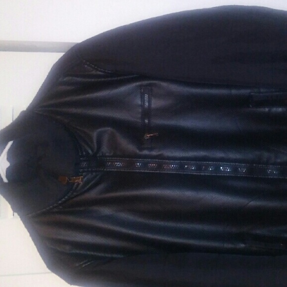 Faux leather bomber jacket