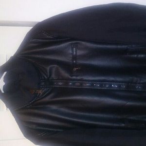 Faux leather bomber jacket