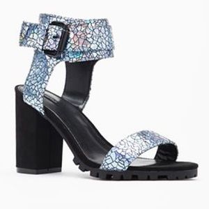 Crackled Faux Leather Heels