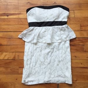 White strapless dress with black accents