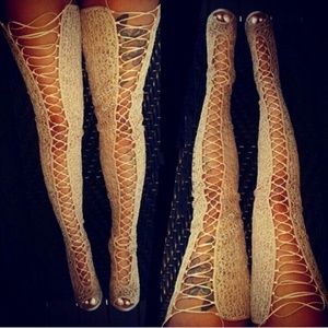 Zigi girl thigh high lace up boots