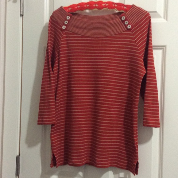 Red Knit Top with Cream stripes