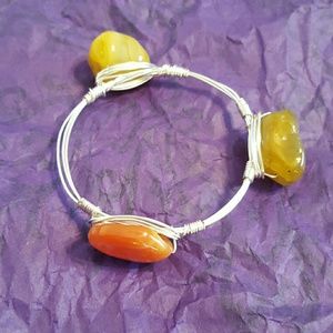 Handmade wire wrapped gemstone bracelet