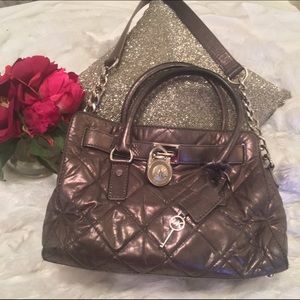 Michael kors quilted Hamilton handbag gun metal