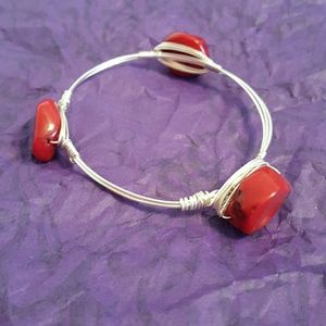 Unique gemstone handmade wire wrapped bracelet