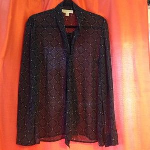 Sheer long sleeve print shirt