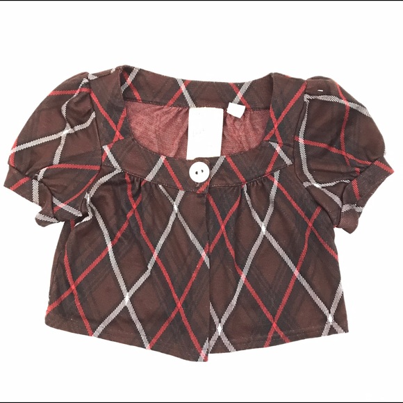 Plaid Red and Black Shrug or cardigan - Picture 1 of 4