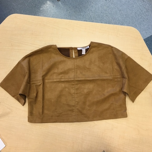 Suede oversized crop top