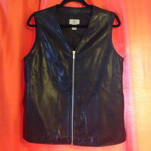 Black leather vest