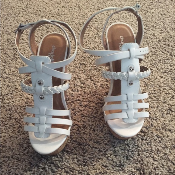 Never before worn white wedges