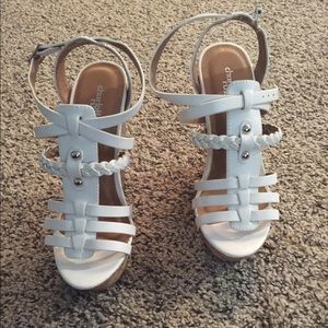 Never before worn white wedges