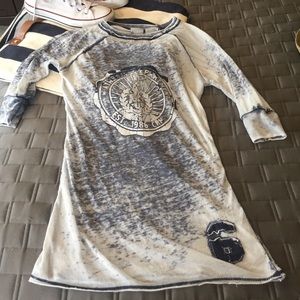 Anxiety distressed t-shirt. Blue and white.