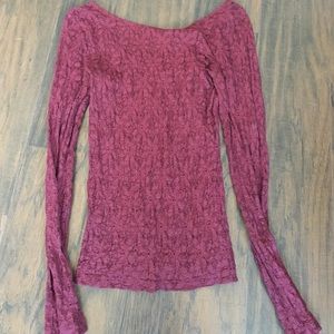 Maroon lace long sleeve top by kimchi blue