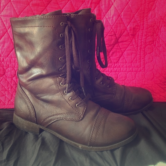 Brown lace up boots