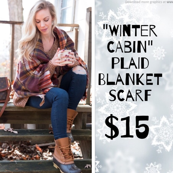 ⭕️"WINTER CABIN"⭕️PLAID BLANKET SCARF