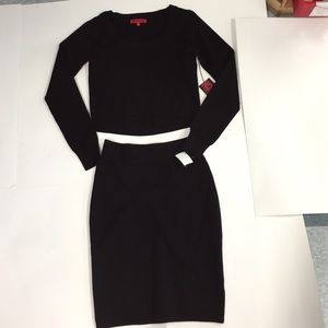 Sweater fabric crop top and pencil skirt set