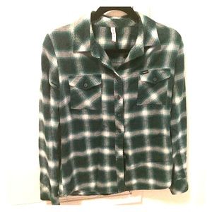 RVCA women's turquoise and white flannel. Size S.