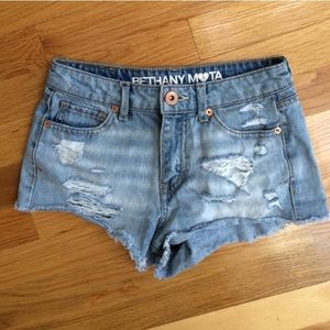 Bethany Mota High Waisted Distressed Denim Shorts