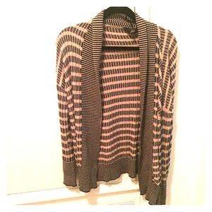 Black and Tan striped buttonless cardigan