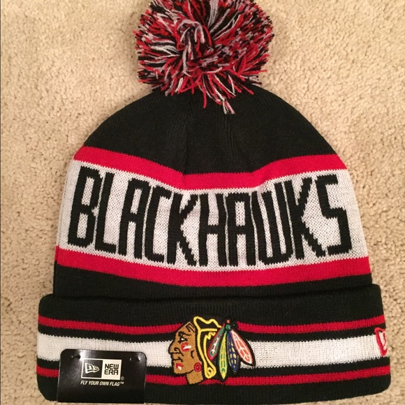 Blackhawks authentic pompom hat