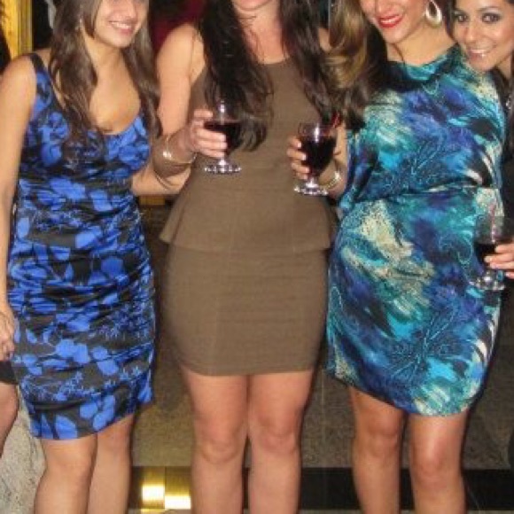 Brown semi peplum open back dress