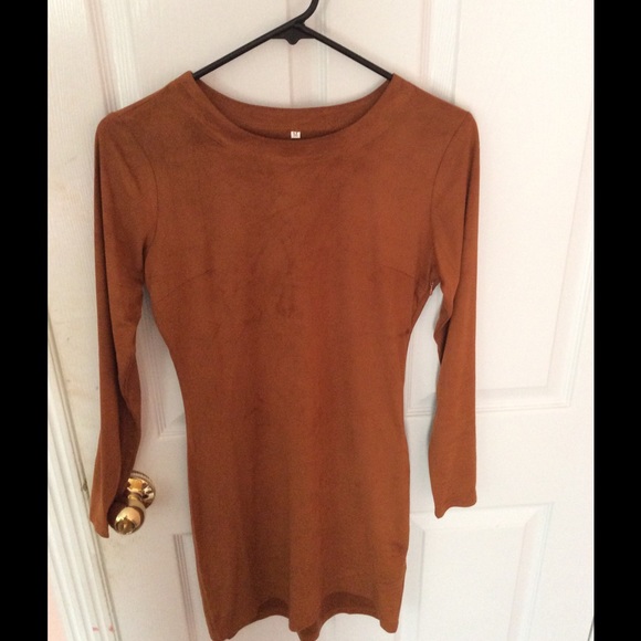 Brown suede body con mini dress