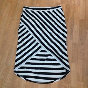 Black and white striped skirt