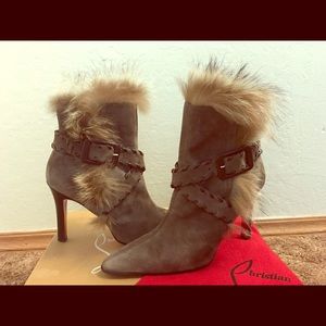 Christian Louboutin fur trim booties