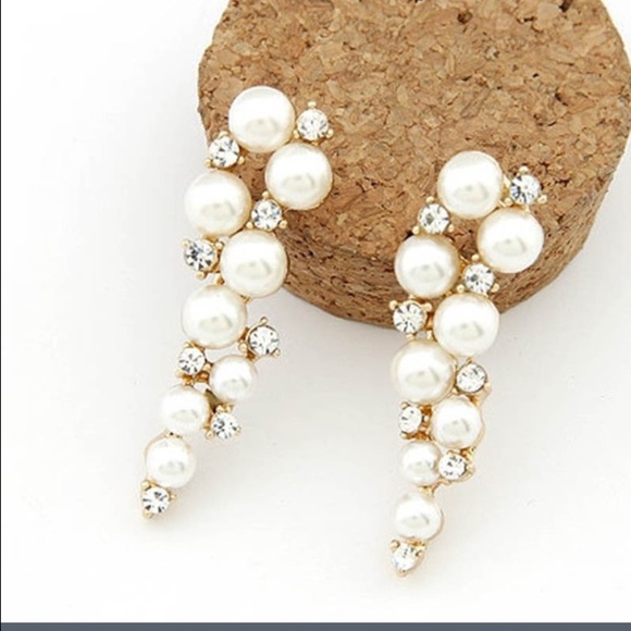 Pearl and rhinestone earrings
