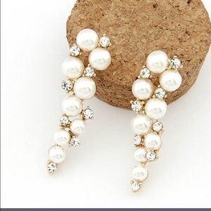Pearl and rhinestone earrings
