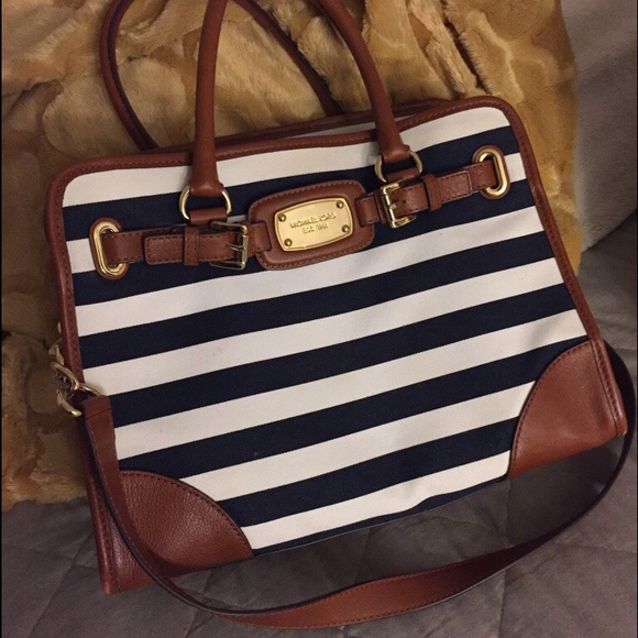 MICHAEL KORS Hamilton Striped Large Satchel