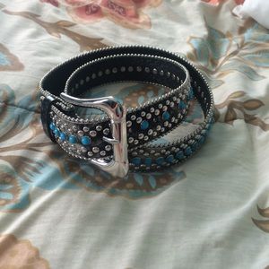 Turquoise and silver studded belt