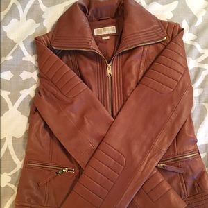 Authentic Michael Kors tan leather jacket