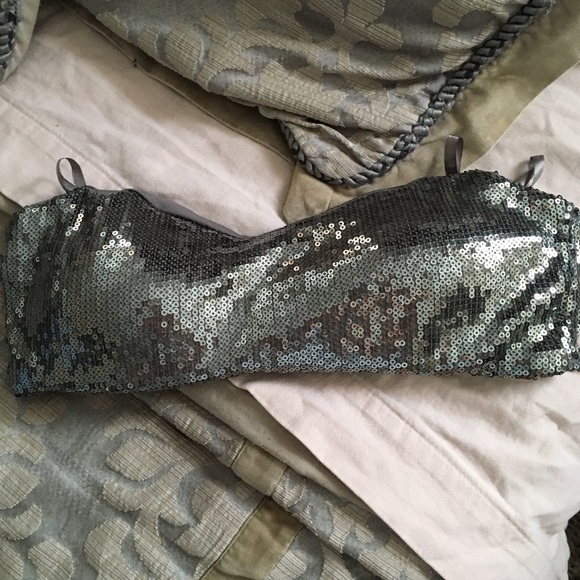 Charcoal sequin bandeau top