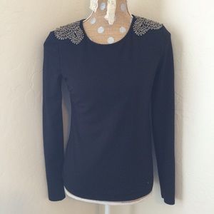Black forever 21 beaded shoulder top
