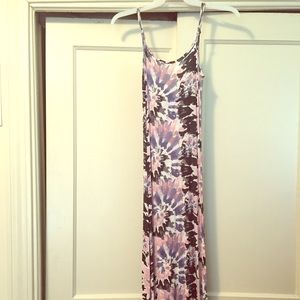 Monteau tie dye mixed print maxi dress