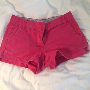 3" hot pink Jcrew chino shorts