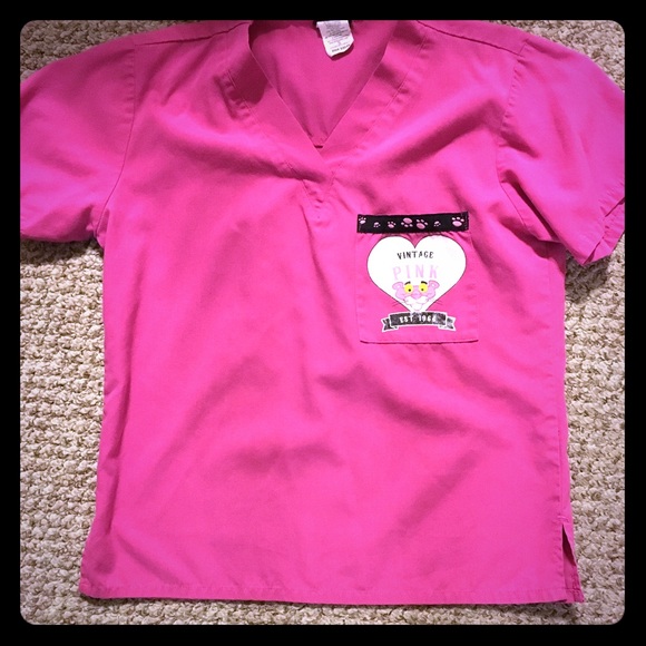 Cute pink panther scrub top