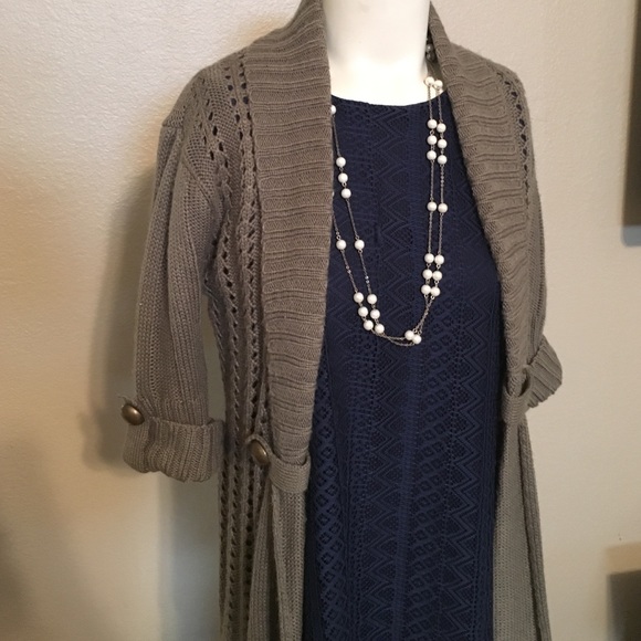 Light olive green open front cardigan