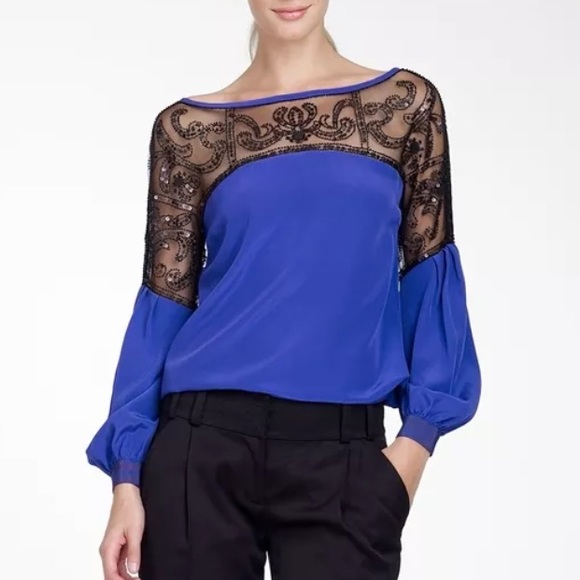 Tory Burch blurple color Sabine sequence tunic top