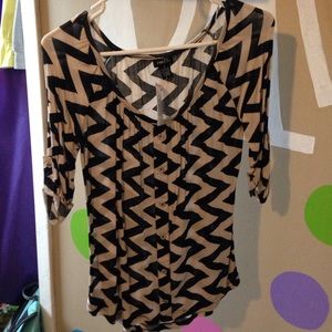 chevron button up, quarter sleeve, shirt