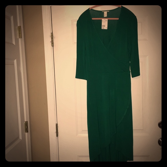 Green Faux Wrap Dress