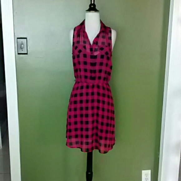 Magenta Plaid Dress